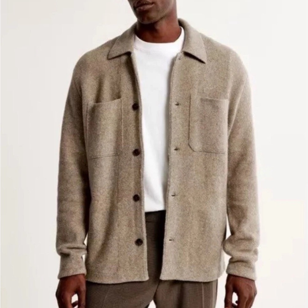 Abercrombie & Fitch Men’s Beige Tan Sweater Shirt Jacket Size S